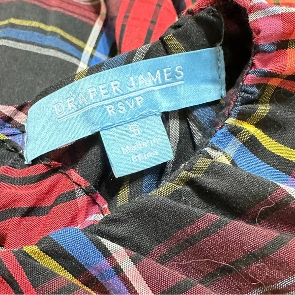 NWT Draper James 3/4 Sleeved Red Plaid Tiered Open Bow Back Dress Size Small - Picture 10 of 10